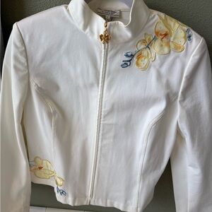 White Floral Embroidered Jacket